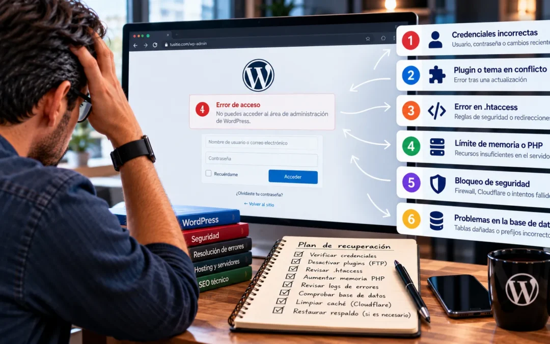 No puedes acceder al admin de WordPress: las 6 causas reales y cómo recuperar el acceso sin romper nada